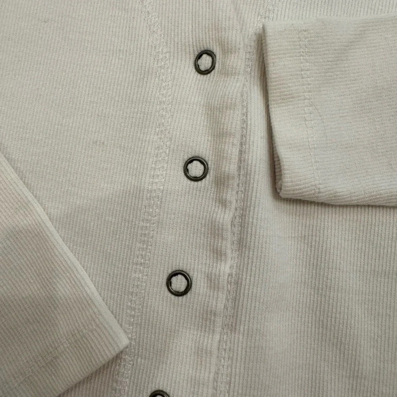 NWT Vintage Havana Cream Snap Front Stretch Ribbed Cropped Sweater - Picture 3 of 5